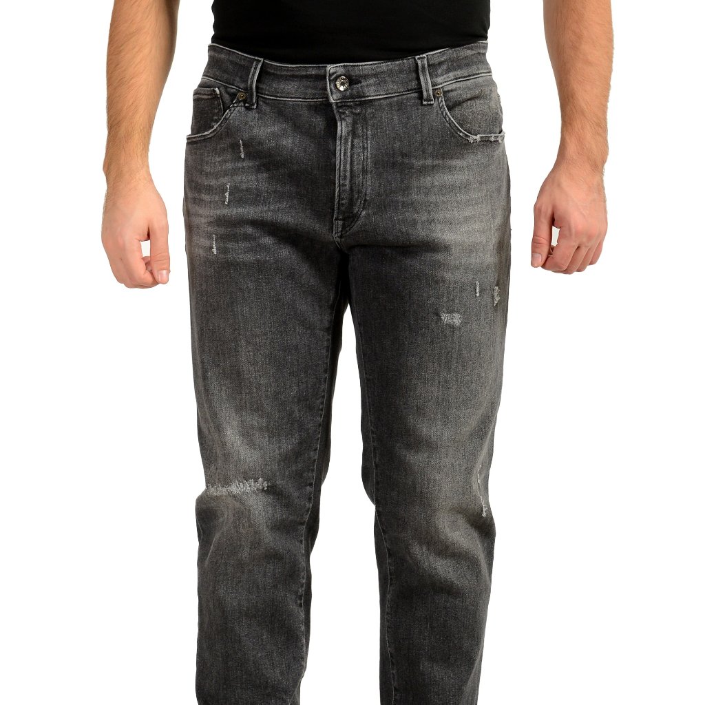 Dolce & Gabbana Men's Gray Slim Distressed Straight Leg Jeans Us 40 It 56